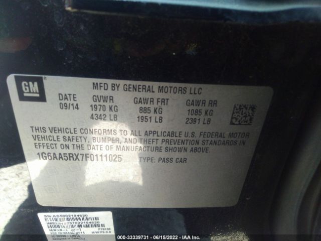 Photo 8 VIN: 1G6AA5RX7F0111025 - CADILLAC ATS SEDAN 