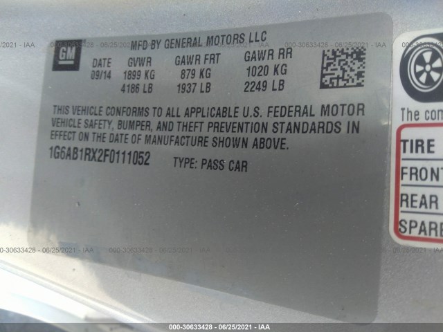 Photo 8 VIN: 1G6AB1RX2F0111052 - CADILLAC ATS COUPE 