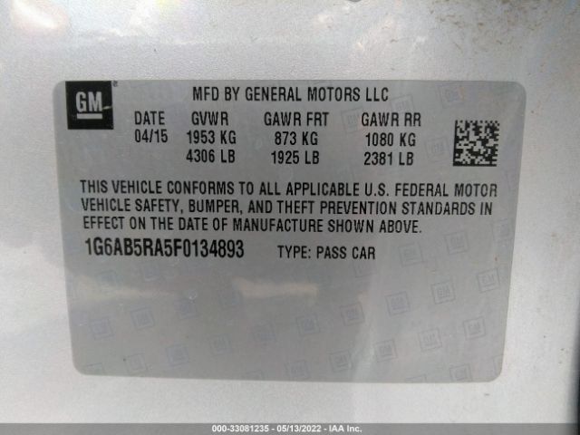 Photo 8 VIN: 1G6AB5RA5F0134893 - CADILLAC ATS SEDAN 