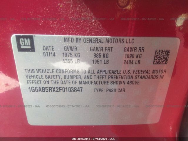 Photo 8 VIN: 1G6AB5RX2F0103847 - CADILLAC ATS SEDAN 