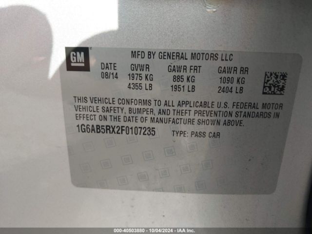 Photo 8 VIN: 1G6AB5RX2F0107235 - CADILLAC ATS 