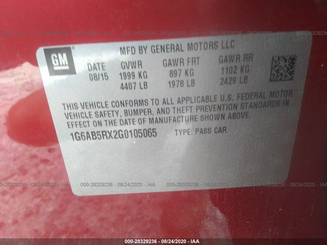 Photo 8 VIN: 1G6AB5RX2G0105065 - CADILLAC ATS SEDAN 