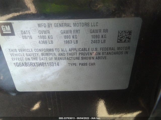 Photo 8 VIN: 1G6AB5RX5H0118314 - CADILLAC ATS SEDAN 