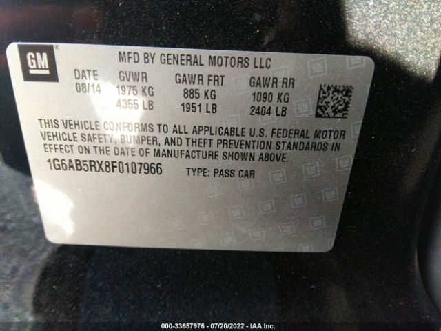 Photo 8 VIN: 1G6AB5RX8F0107966 - CADILLAC ATS SEDAN 