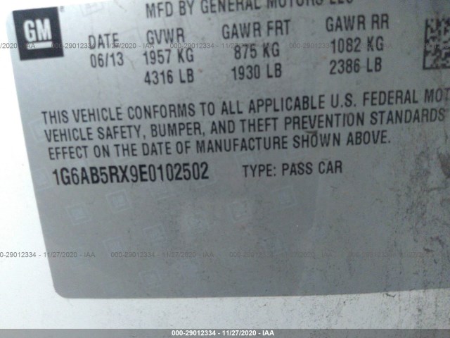 Photo 8 VIN: 1G6AB5RX9E0102502 - CADILLAC ATS 