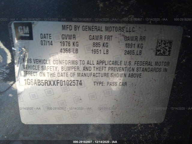 Photo 8 VIN: 1G6AB5RXXF0102574 - CADILLAC ATS SEDAN 