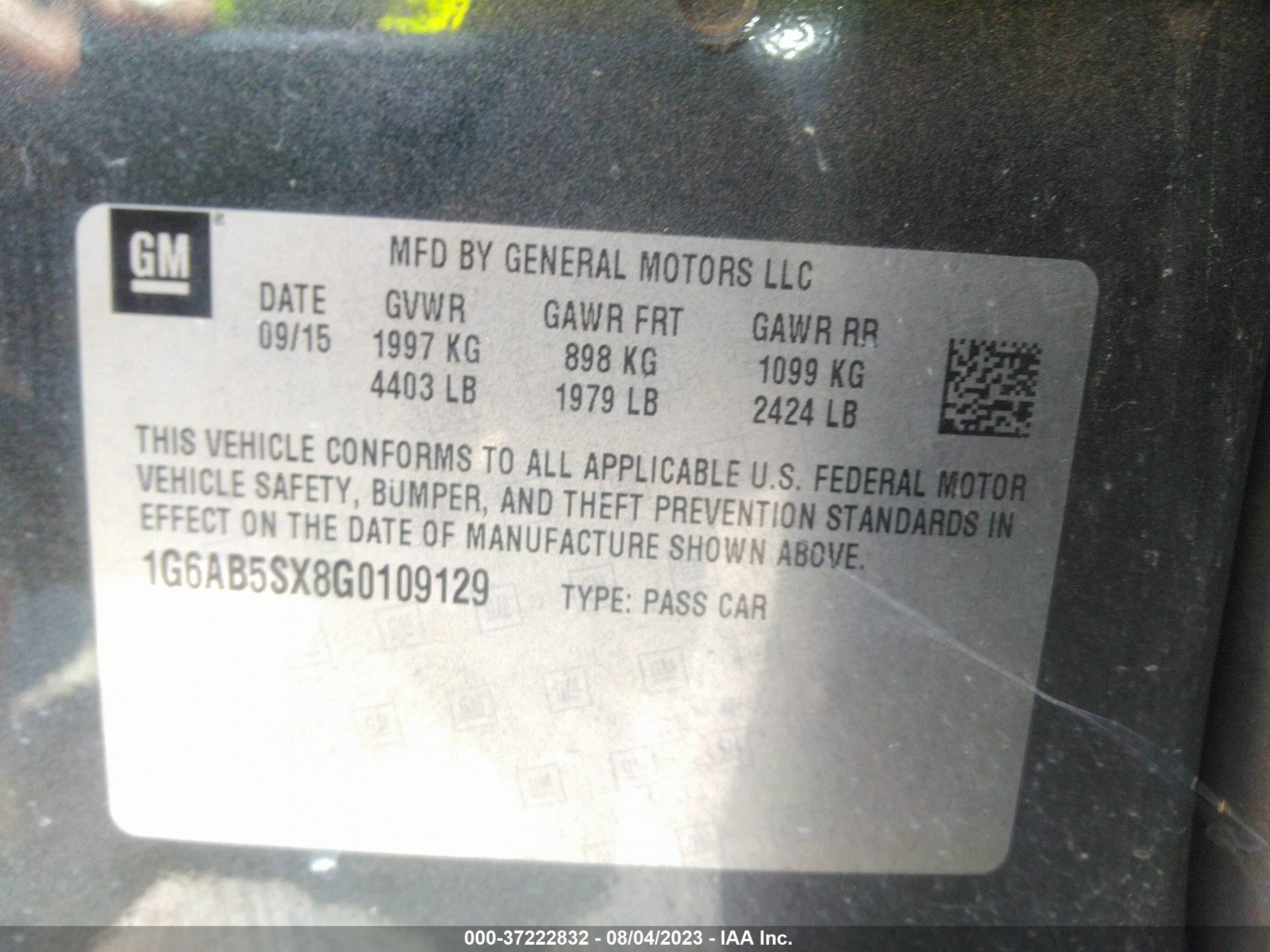 Photo 8 VIN: 1G6AB5SX8G0109129 - CADILLAC ATS 