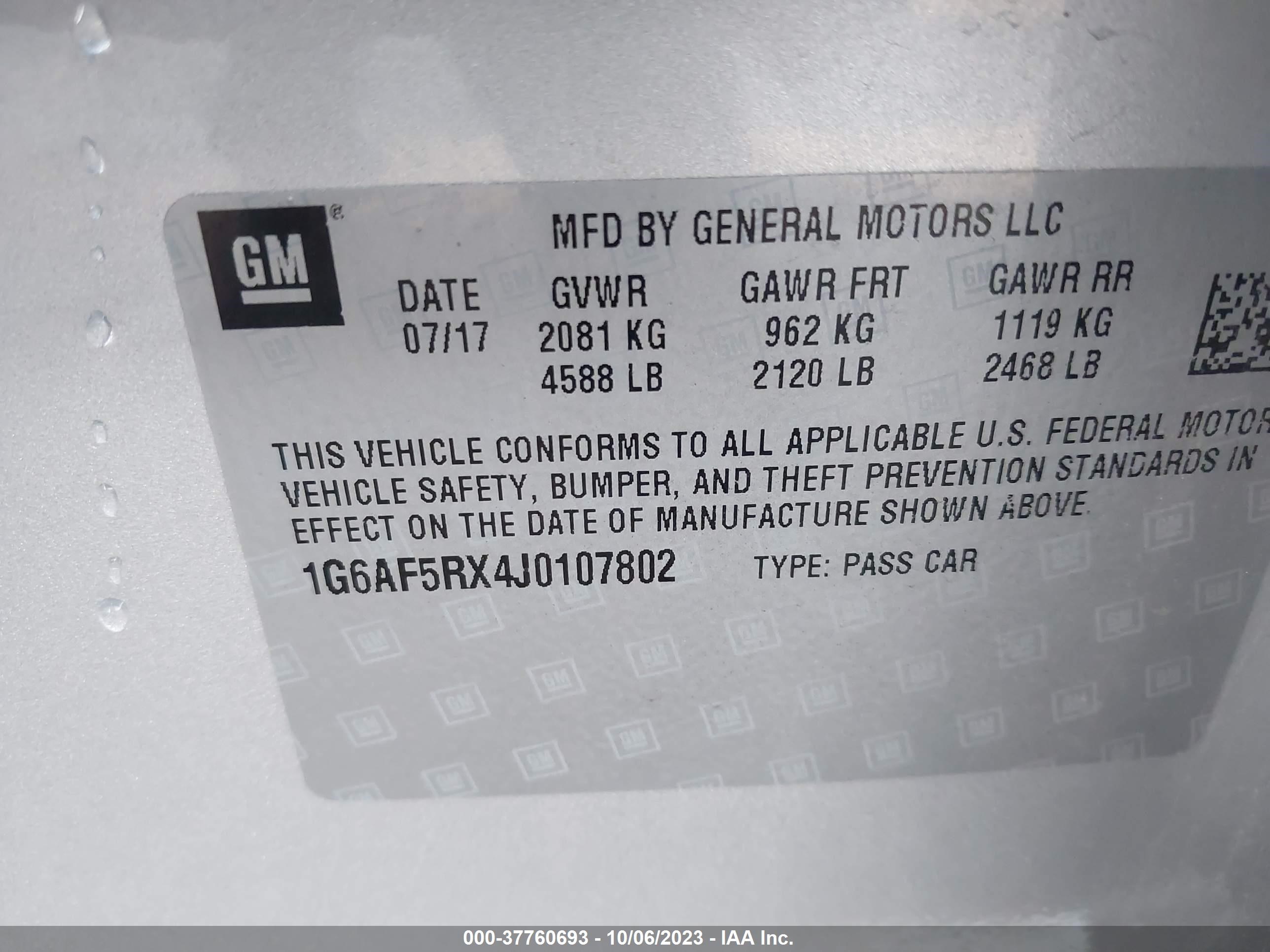 Photo 8 VIN: 1G6AF5RX4J0107802 - CADILLAC ATS 