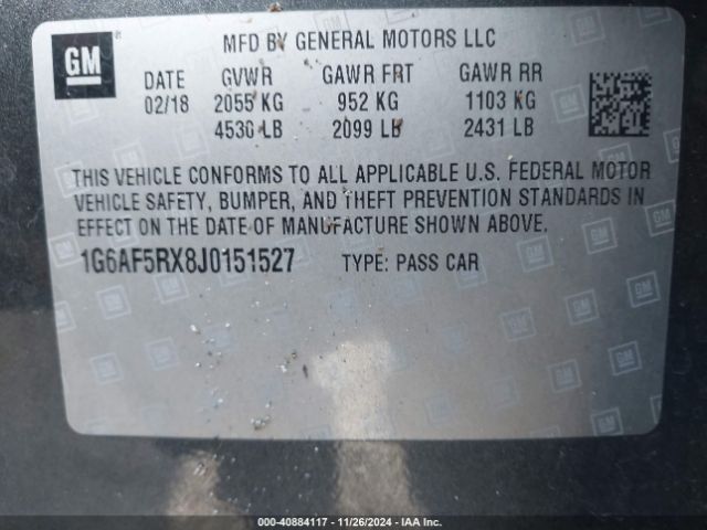 Photo 8 VIN: 1G6AF5RX8J0151527 - CADILLAC ATS 