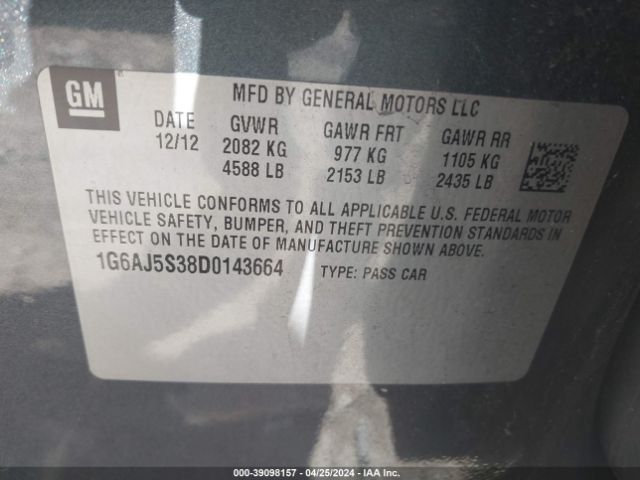 Photo 8 VIN: 1G6AJ5S38D0143664 - CADILLAC ATS 