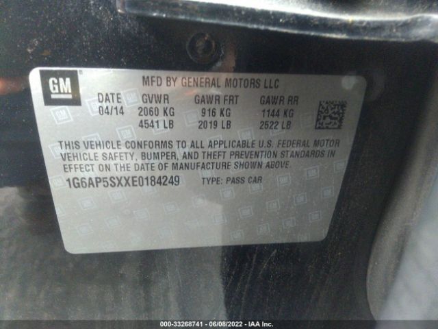 Photo 8 VIN: 1G6AP5SXXE0184249 - CADILLAC CTS SEDAN 