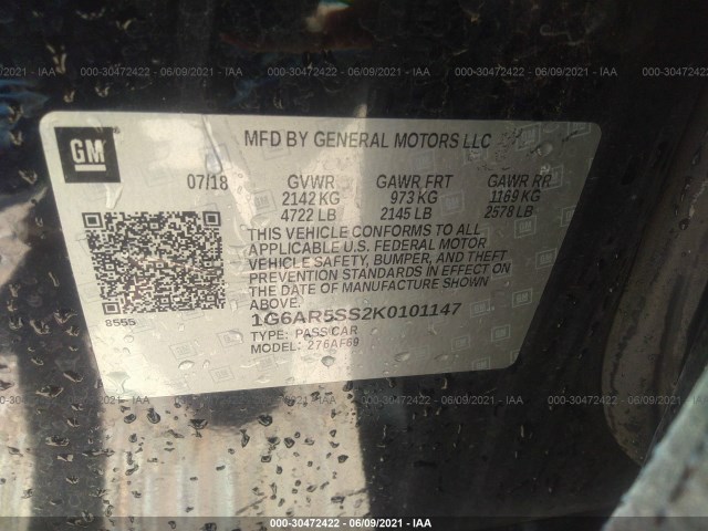 Photo 8 VIN: 1G6AR5SS2K0101147 - CADILLAC CTS SEDAN 