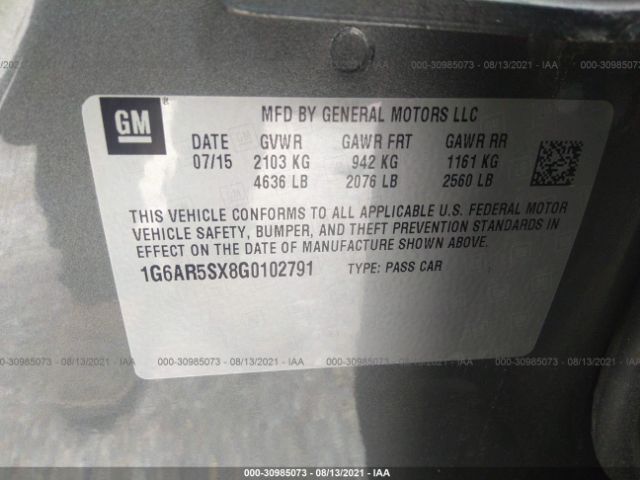 Photo 8 VIN: 1G6AR5SX8G0102791 - CADILLAC CTS SEDAN 