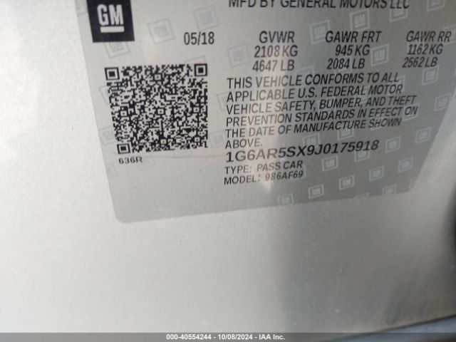 Photo 8 VIN: 1G6AR5SX9J0175918 - CADILLAC CTS 