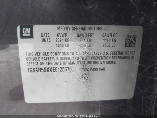 Photo 8 VIN: 1G6AR5SXXE0125678 - CADILLAC CTS 