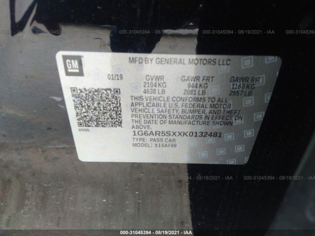 Photo 8 VIN: 1G6AR5SXXK0132481 - CADILLAC CTS SEDAN 