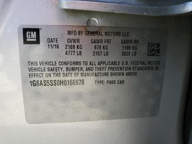 Photo 12 VIN: 1G6AS5SS0H0166978 - CADILLAC CTS PREMIU 