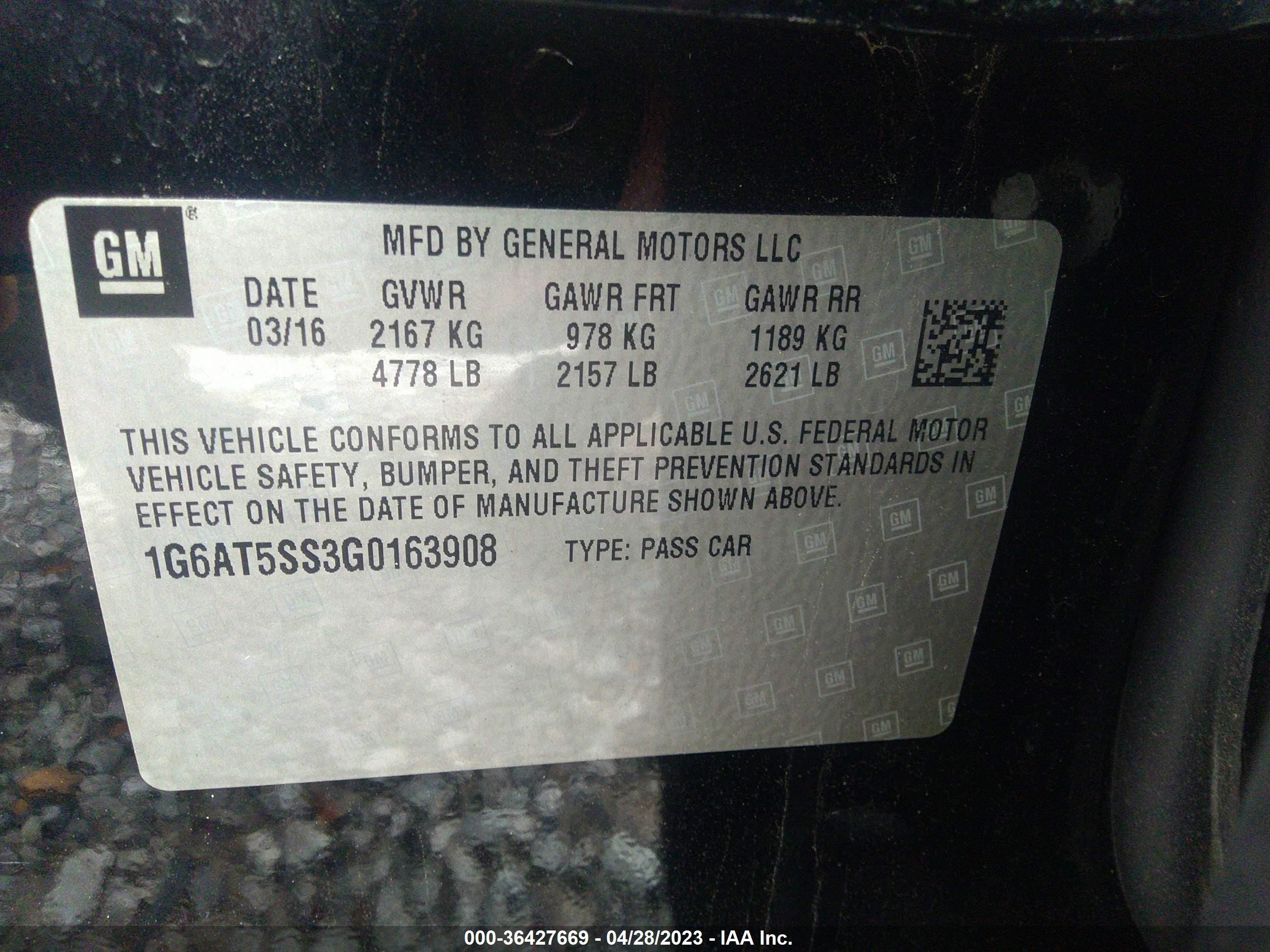 Photo 8 VIN: 1G6AT5SS3G0163908 - CADILLAC CTS 