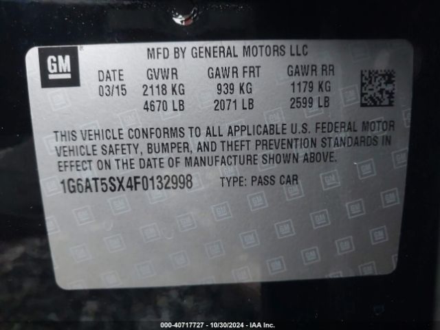 Photo 8 VIN: 1G6AT5SX4F0132998 - CADILLAC CTS 