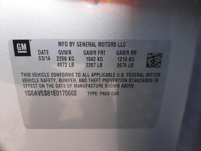 Photo 9 VIN: 1G6AV5S81E0175602 - CADILLAC CTS VSPORT 