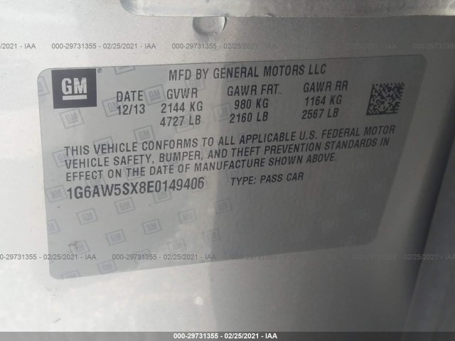 Photo 8 VIN: 1G6AW5SX8E0149406 - CADILLAC CTS SEDAN 