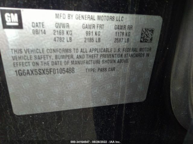 Photo 8 VIN: 1G6AX5SX5F0105488 - CADILLAC CTS SEDAN 