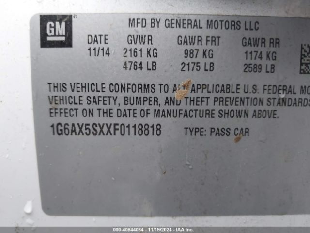 Photo 8 VIN: 1G6AX5SXXF0118818 - CADILLAC CTS 