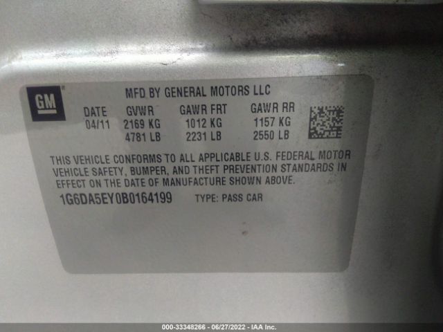 Photo 8 VIN: 1G6DA5EY0B0164199 - CADILLAC CTS SEDAN 