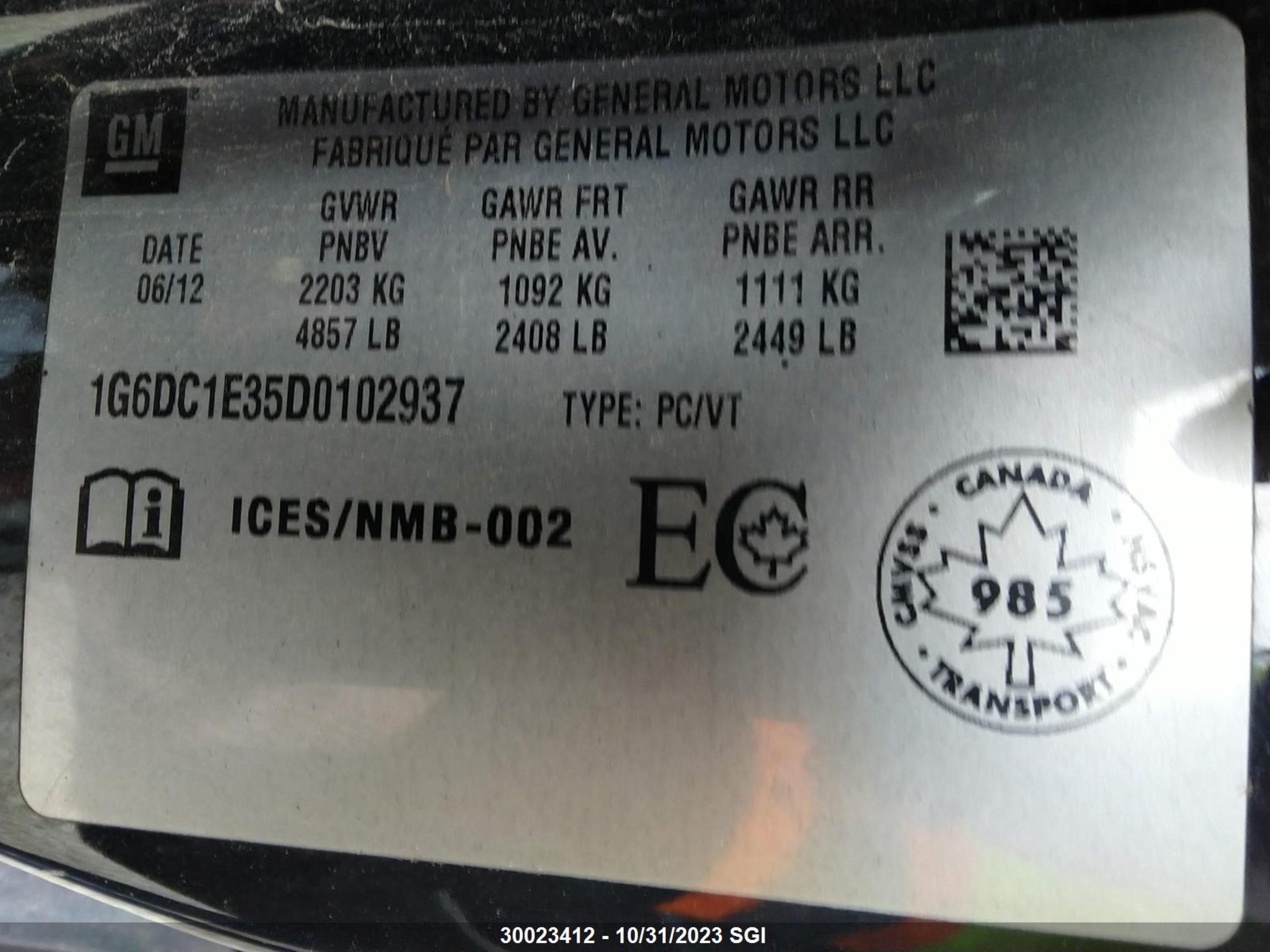 Photo 8 VIN: 1G6DC1E35D0102937 - CADILLAC CTS 