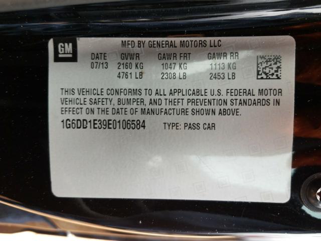 Photo 9 VIN: 1G6DD1E39E0106584 - CADILLAC CTS PREMIU 