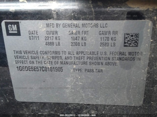 Photo 8 VIN: 1G6DE5E57C0101905 - CADILLAC CTS SEDAN 