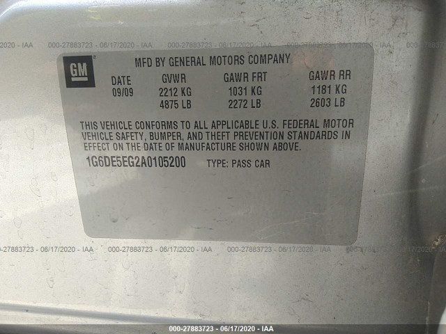 Photo 8 VIN: 1G6DE5EG2A0105200 - CADILLAC CTS SEDAN 