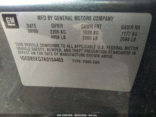 Photo 8 VIN: 1G6DE5EG7A0104463 - CADILLAC CTS SEDAN 