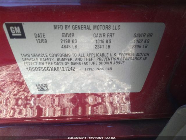 Photo 8 VIN: 1G6DE5EGXA0121242 - CADILLAC CTS SEDAN 