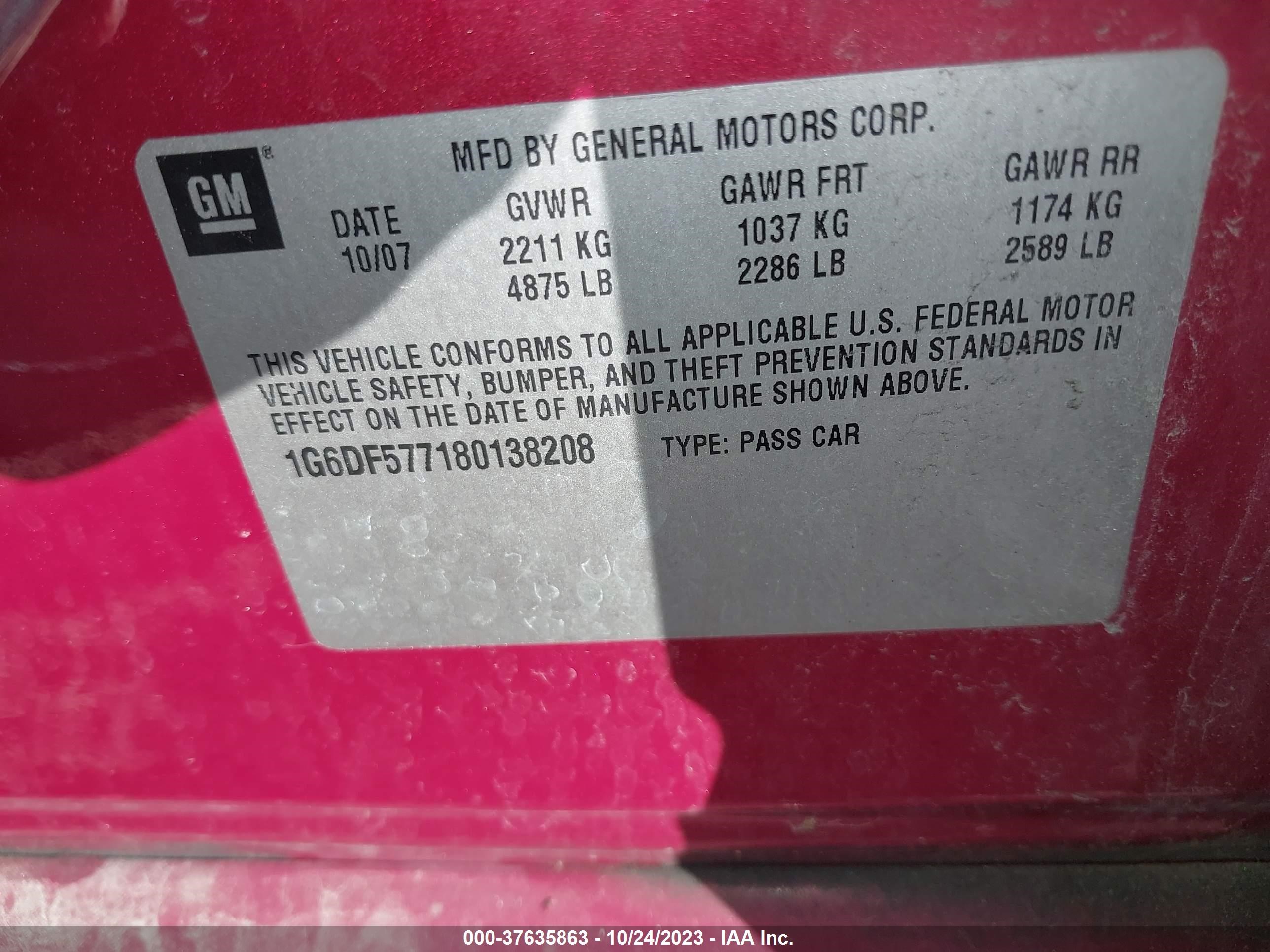 Photo 8 VIN: 1G6DF577180138208 - CADILLAC CTS 