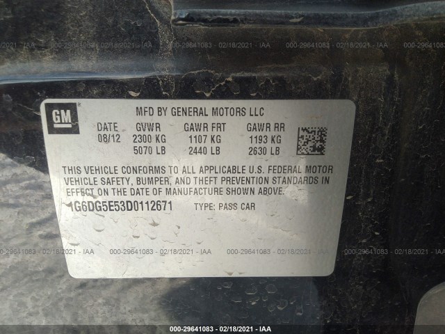 Photo 8 VIN: 1G6DG5E53D0112671 - CADILLAC CTS SEDAN 