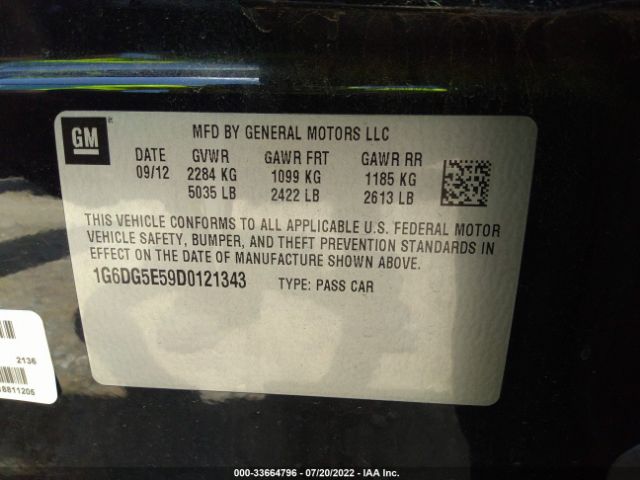 Photo 8 VIN: 1G6DG5E59D0121343 - CADILLAC CTS SEDAN 