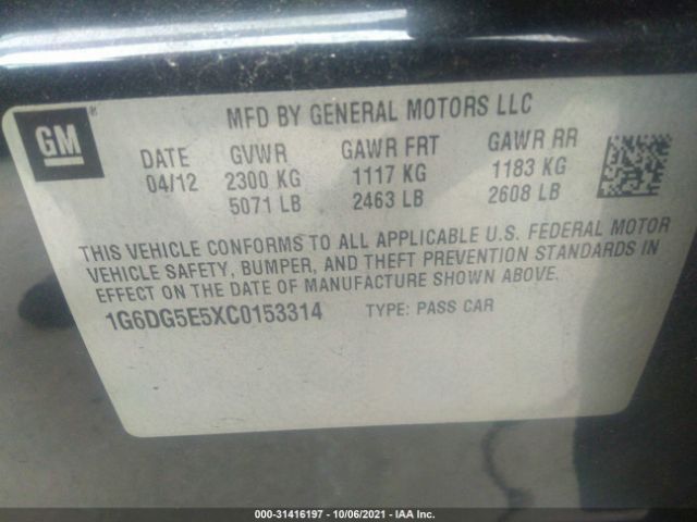 Photo 8 VIN: 1G6DG5E5XC0153314 - CADILLAC CTS SEDAN 