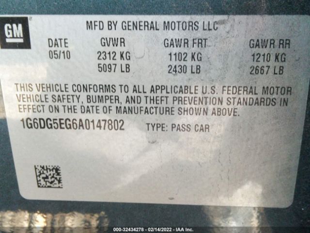 Photo 8 VIN: 1G6DG5EG6A0147802 - CADILLAC CTS SEDAN 