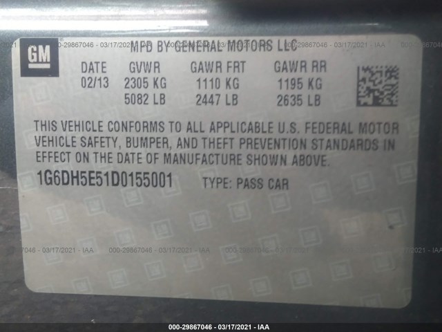 Photo 8 VIN: 1G6DH5E51D0155001 - CADILLAC CTS SEDAN 