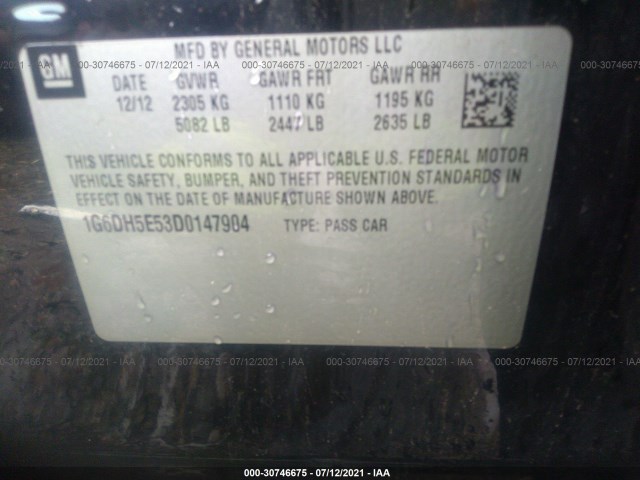 Photo 8 VIN: 1G6DH5E53D0147904 - CADILLAC CTS SEDAN 