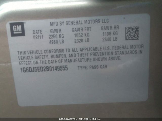 Photo 8 VIN: 1G6DJ5ED2B0149555 - CADILLAC CTS SEDAN 