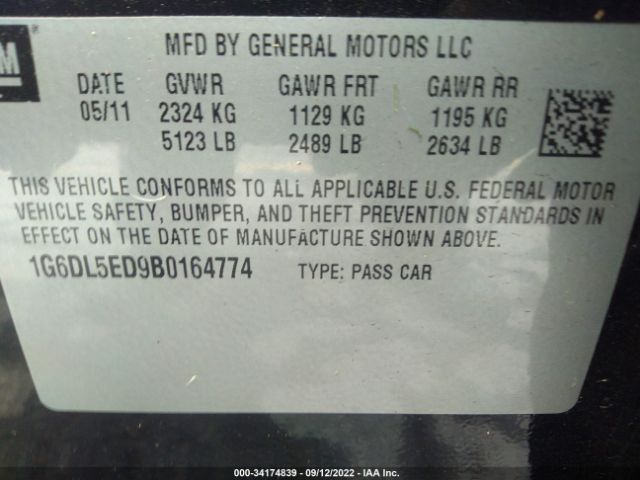 Photo 8 VIN: 1G6DL5ED9B0164774 - CADILLAC CTS SEDAN 