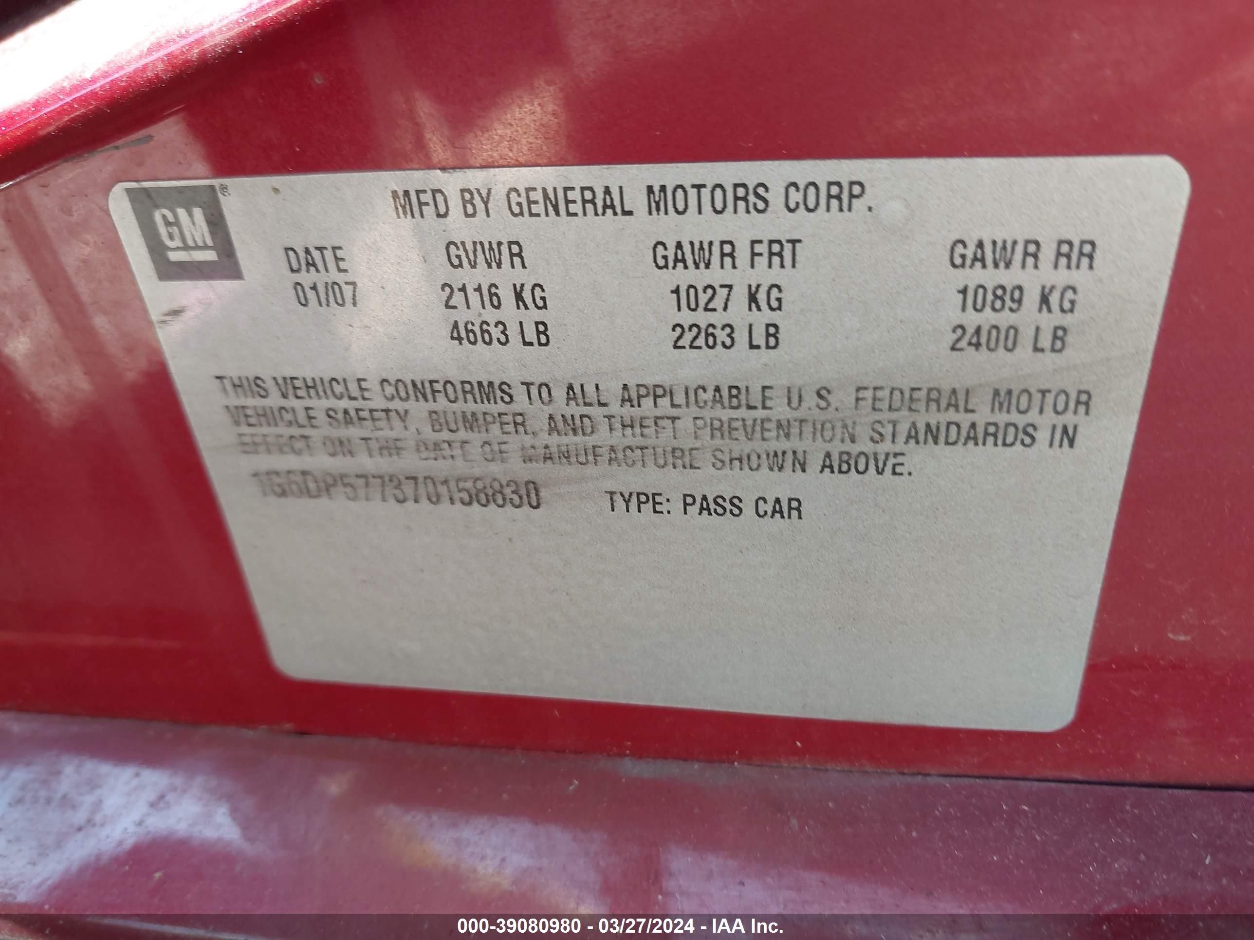 Photo 8 VIN: 1G6DP577370158830 - CADILLAC CTS 