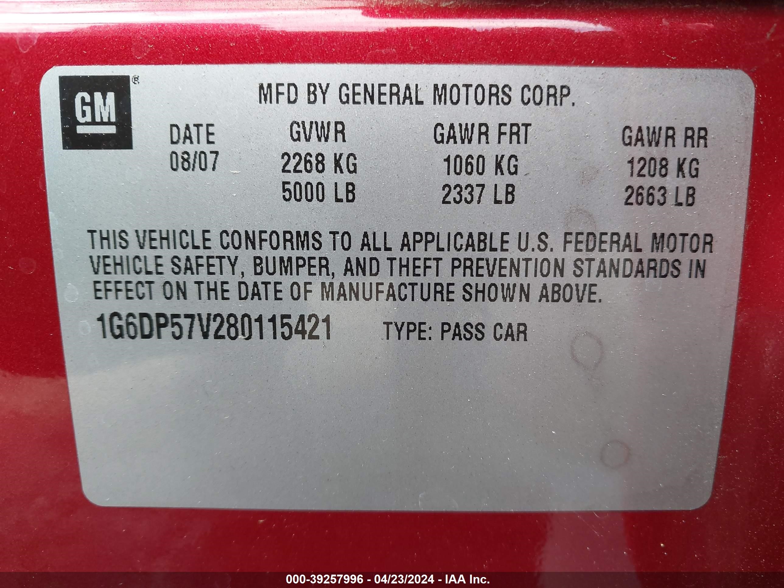 Photo 8 VIN: 1G6DP57V280115421 - CADILLAC CTS 