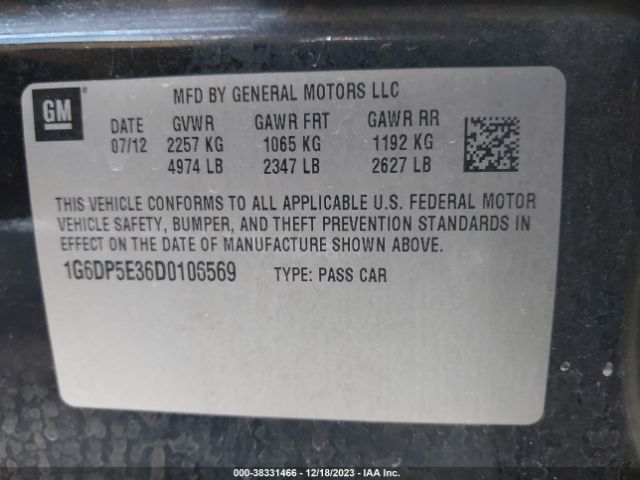 Photo 8 VIN: 1G6DP5E36D0106569 - CADILLAC CTS 