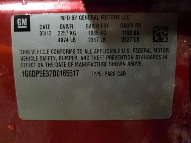 Photo 12 VIN: 1G6DP5E37D0165517 - CADILLAC CTS PREMIU 