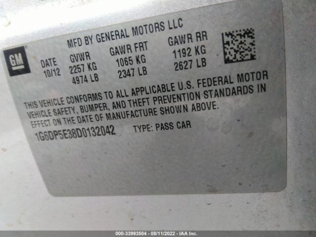 Photo 8 VIN: 1G6DP5E38D0132042 - CADILLAC CTS SEDAN 