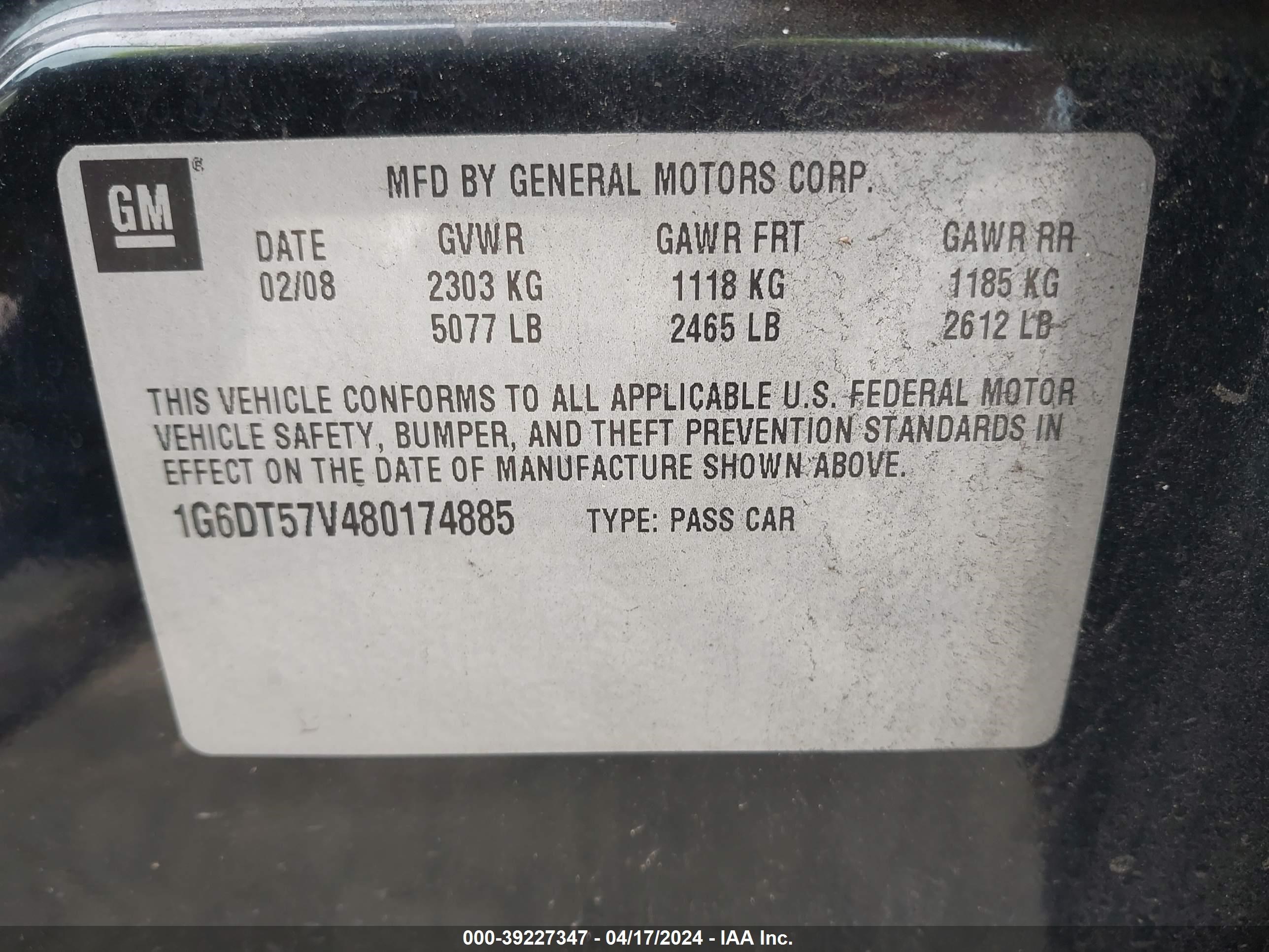 Photo 8 VIN: 1G6DT57V480174885 - CADILLAC CTS 