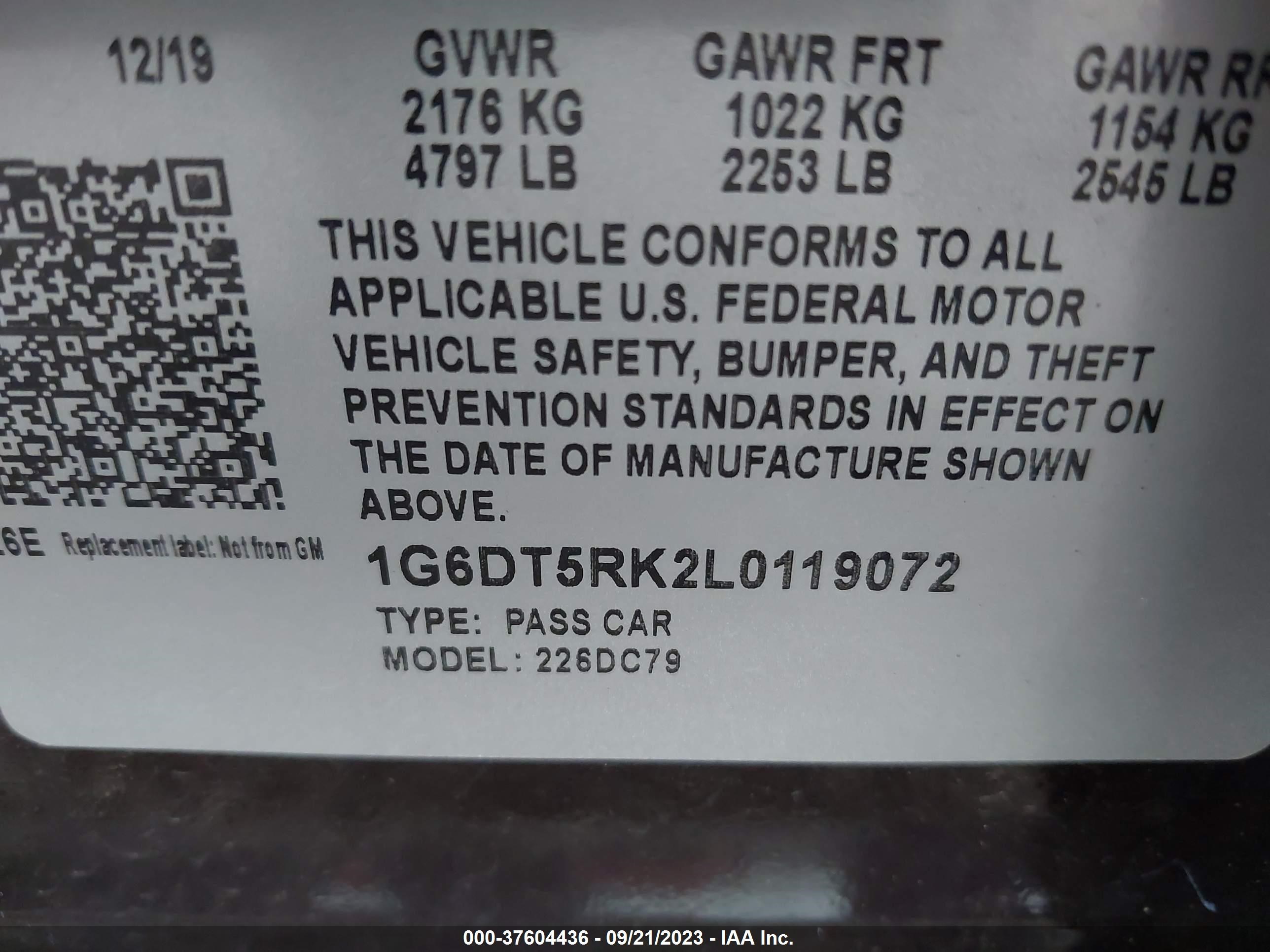 Photo 8 VIN: 1G6DT5RK2L0119072 - CADILLAC CT5 